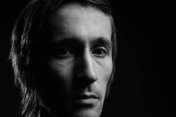 close-up of men. black and white photography