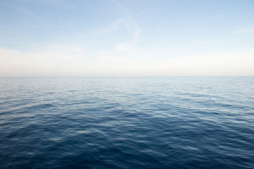 Blue sea and blue sky background.