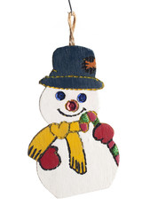 Snowman doll as christmas decoration isolated on white background