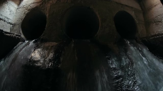 Water flowing through the sewerage