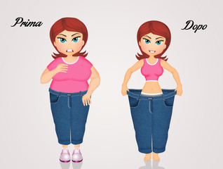 Fototapeta premium woman before and after the diet