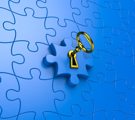 Key and jigsaw puzzle