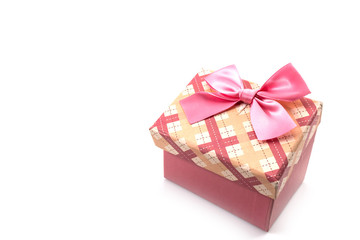 Pink gift box tied with a pink ribbon