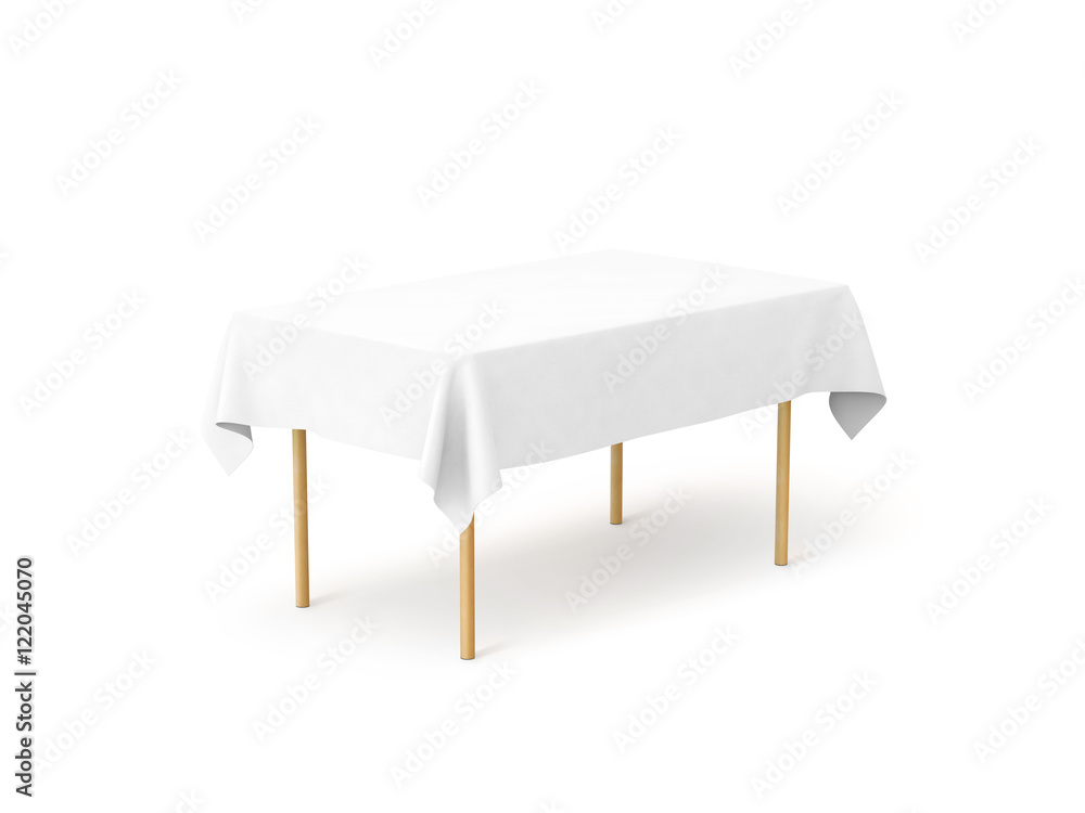 Fototapete bank white tablecloth mock up, clipping path, 3d rendering. clear table cloth design mockup isolated