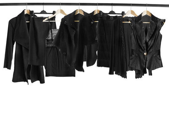 Black clothes on clothes racks