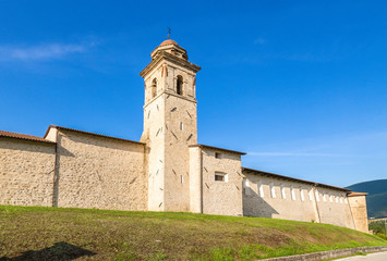 Fototapeta na wymiar Norcia, Italy. The bell tower of the monastery, built into the city walls