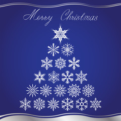 Naklejka na ściany i meble Christmas tree from snowflakes and hand lettering. Vector illustration.