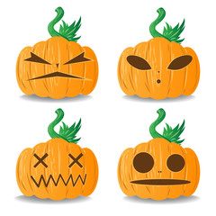 set collection of spooky horror funny pumpkin devil face with halloweenfestival night party holiday greeting concept