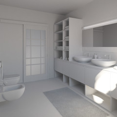 Fototapeta na wymiar 3D interior rendering a modern bathroom