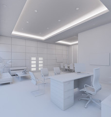 3D Interior rendering of an office
