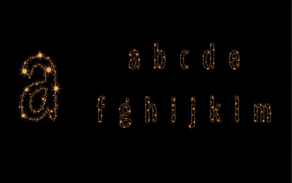 alphabet letters from glittering gold stars