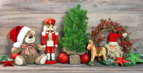 Christmas decoration antique toys teddy bear ornaments
