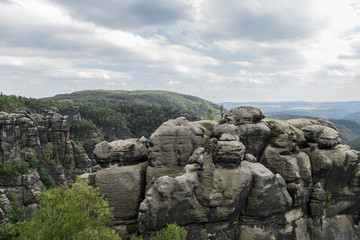 Fototapeta na wymiar Felsformationen, Landschaft Reitsteig, Nationalpark Sächsische Schweiz