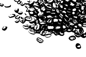 Distressed halftone grunge vector texture - coffee beans