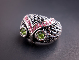 Jewel gemstone ring on black blackground