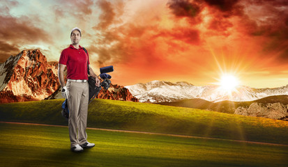 Obraz premium Golf Player in a red shirt
