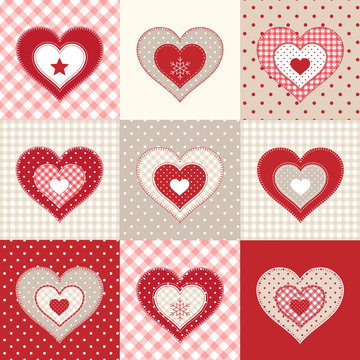 Set of decorative red hearts, illustration