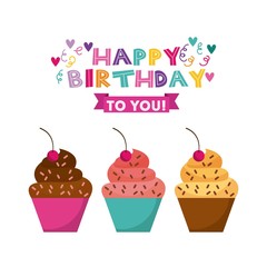 happy birthday celebration card icon vector illustration design