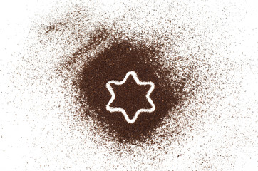 Grinded Coffee Christmas Decoration on white background