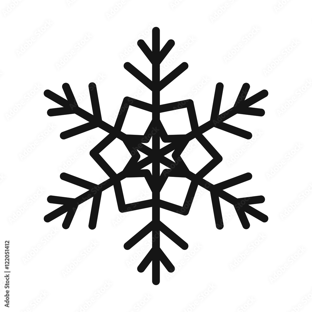 Poster snowflake icon in simple style on a white background vector illustration