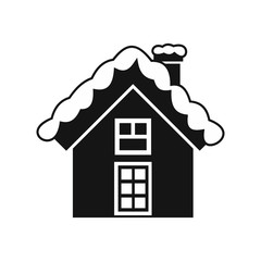 Small snowy cottage icon in simple style on a white background vector illustration
