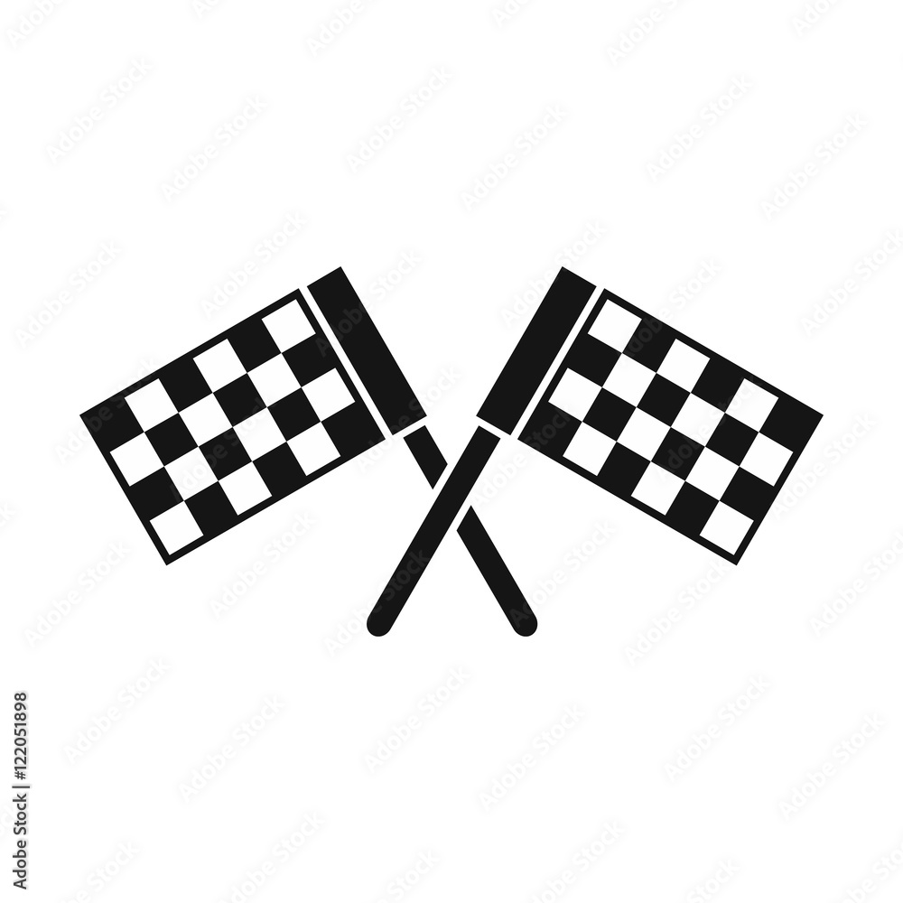 Poster crossed chequered flags icon in simple style on a white background vector illustration