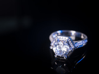 Jewel gemstone ring on black blackground
