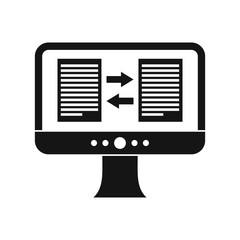 Translator app on the screen of computer icon in simple style on a white background vector illustration