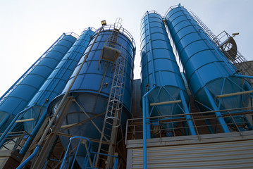 View from below of Tower Silos Bulk Storage