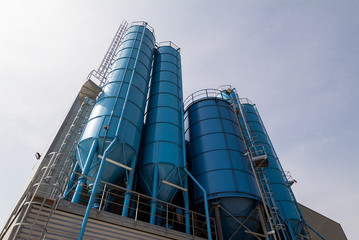 View from below of Tower Silos Bulk Storage
