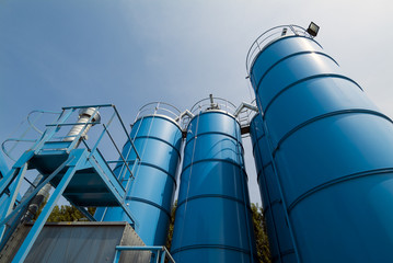 View from below of Tower Silos Bulk Storage