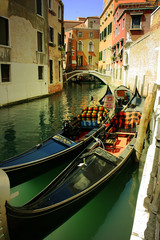 Fototapeta na wymiar Gondolas in Venice. Italian cities
