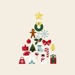 happy merry christmas set decorative icons vector illustration design