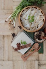 Noodle roll soup with pork ,chinese food