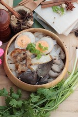 Noodle roll soup with pork ,chinese food