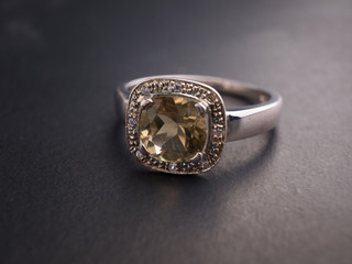 Jewel gemstone ring on black blackground