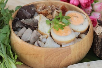 Noodle roll soup with pork ,chinese food