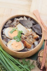 Noodle roll soup with pork ,chinese food