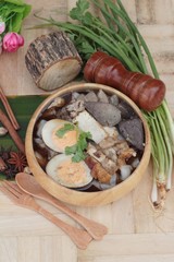 Noodle roll soup with pork ,chinese food