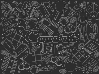 Set law and justice vector chalky