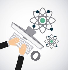 atom molecule with computer vector illustration design