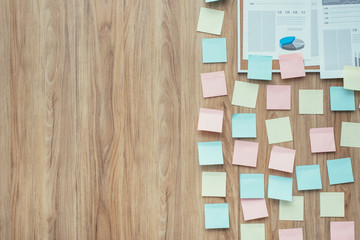 Stick notes on the office wall