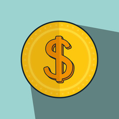 gold money coin. financial item. colorful design vector illustration