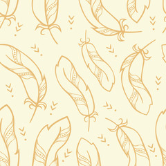 vector doodle boho feather pattern 