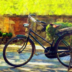 Fototapeta na wymiar Bicycle / Oil painting photo effect 