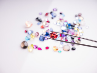 Jewel or gems on White shine color, Collection of many different natural gemstones 
amethyst,...
