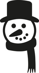Snowman head with hat and scarf