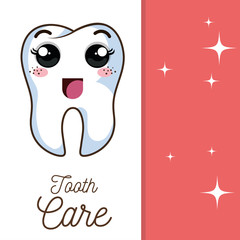 cartoon human tooth with happy expression face. vector illustration