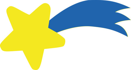 Yellow star with blue tail - falling star