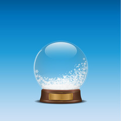 3d illustration of snow globe on blue sky